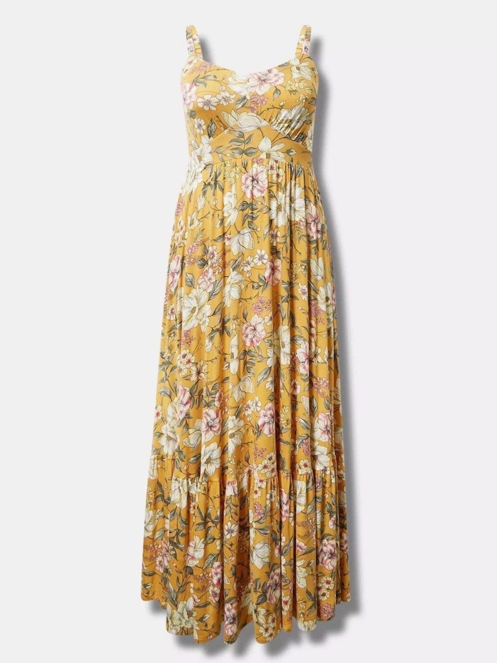 torrid Mustard Floral Tiered Maxi Dress